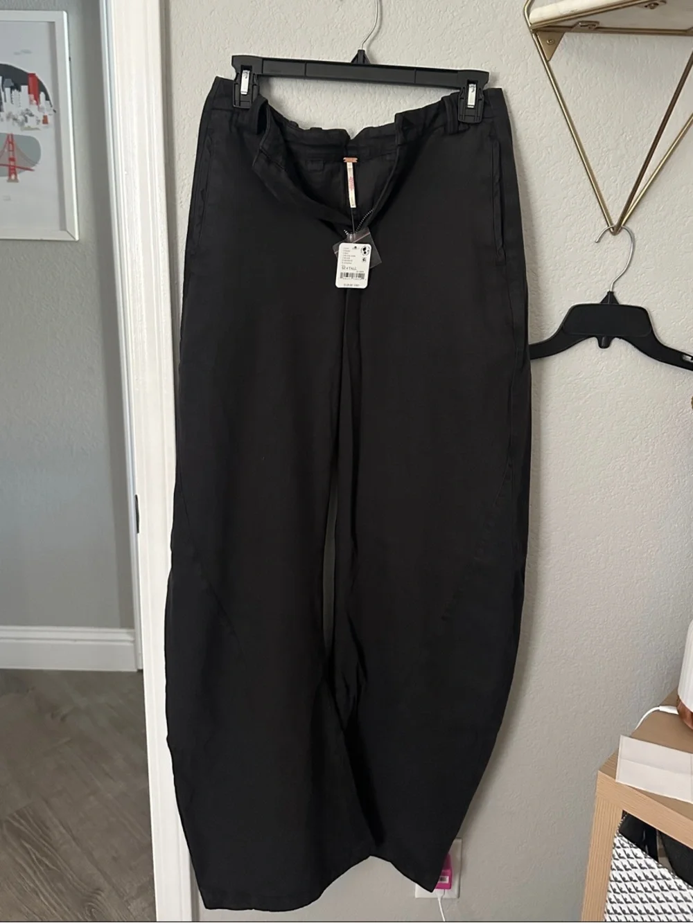 Free People Black High-Rise Wide Leg Trousers